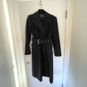 Zara wool mid length coat with belt